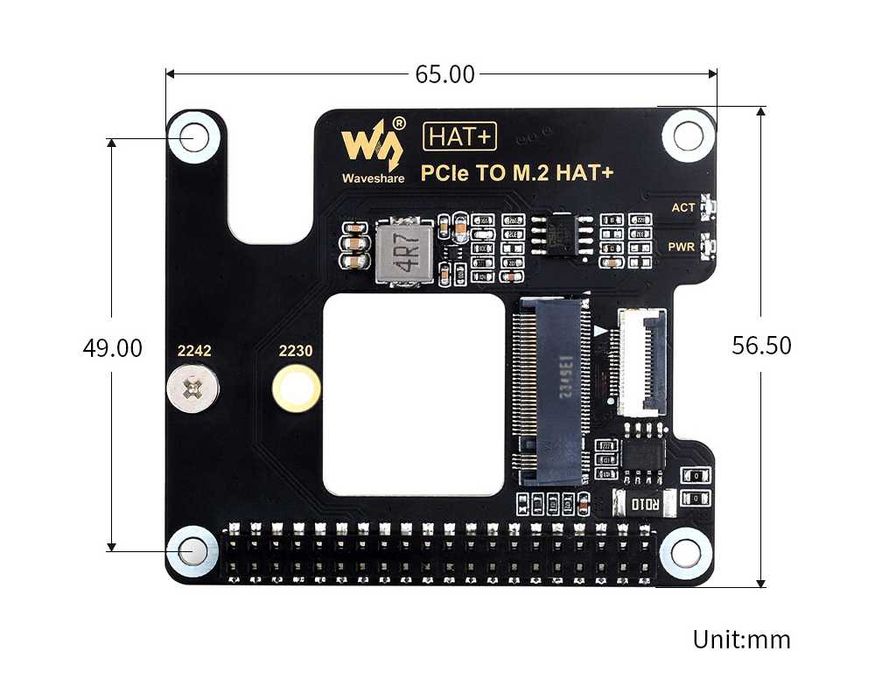 Адаптер NVME PCIe TO M.2 HAT+ для Raspberry Pi 5
