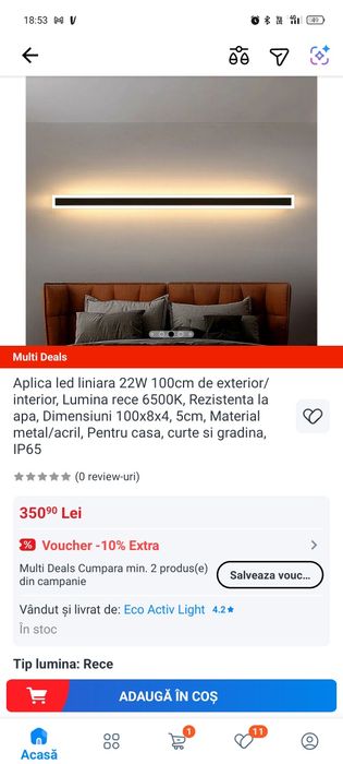 Aplica led liniara 22W 100cm
