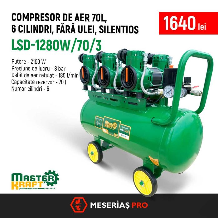 Compresoare aer industriale, putere mare, 70-200L — Master Kraft