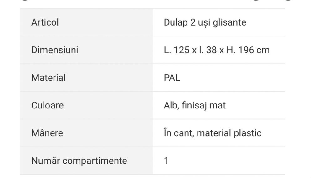 dulap 2 usi glisante