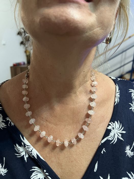 Colier cu hematit si argint, si cuart roz si argint