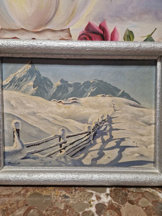 Стара страхотна антикварна авторска картина масло върху платно