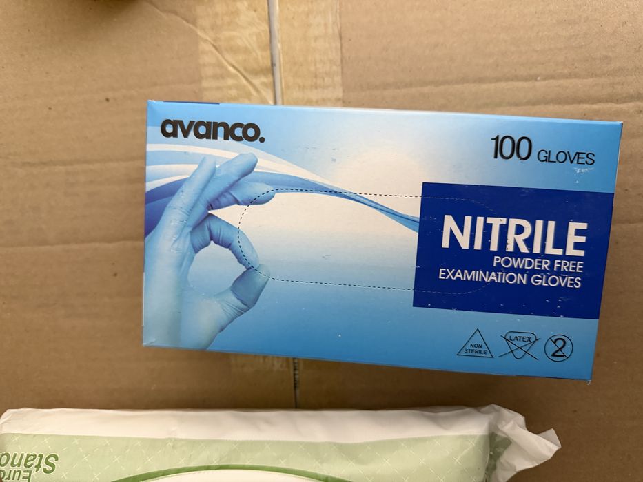 Перчатки нестерильные нитриловые синие , черные