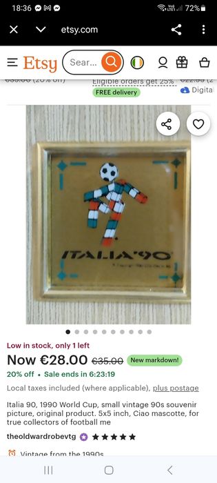 Tablou cu mascota de la campionatul Italia90