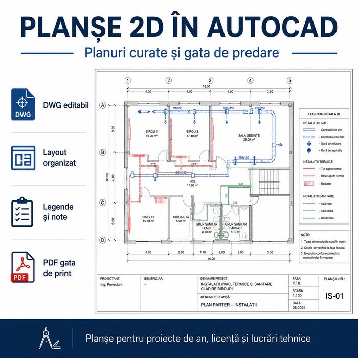 Desenare Tehnică AutoCAD Revit 3D /  Instalații HVAC Sanitare Licență