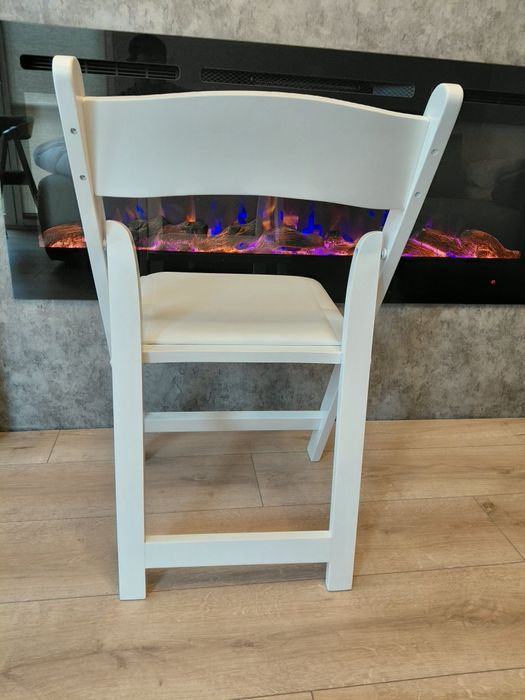 Сгъваем стол  от масив(дъб) и бяла еко кожа