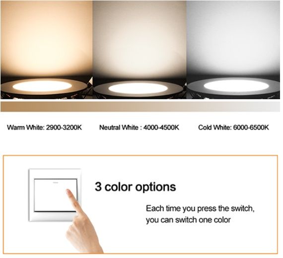 Spoturi LED 3 culori rece/cald/neutru 2700K/4500K/6400K 5W/9W/12W/15W