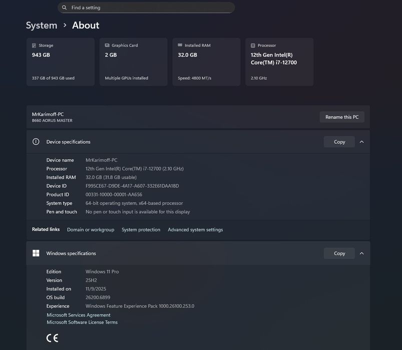 Kompyuter sotiladi 2ta monitor va igrovoy mishka bilan