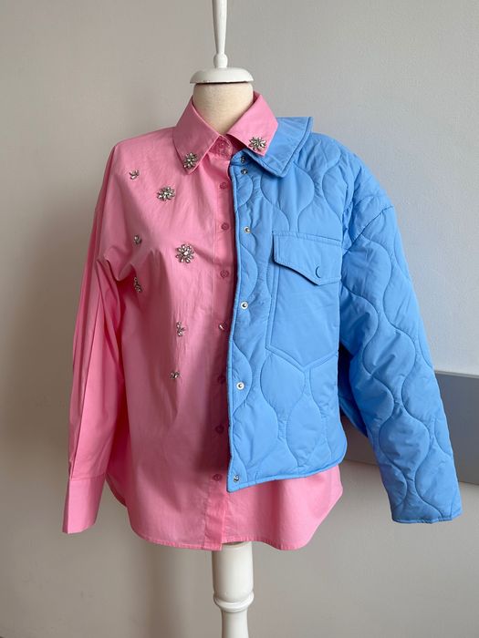 Късо светло синьо кроп яке Asos