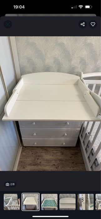 Манеж с комодом цвет белый