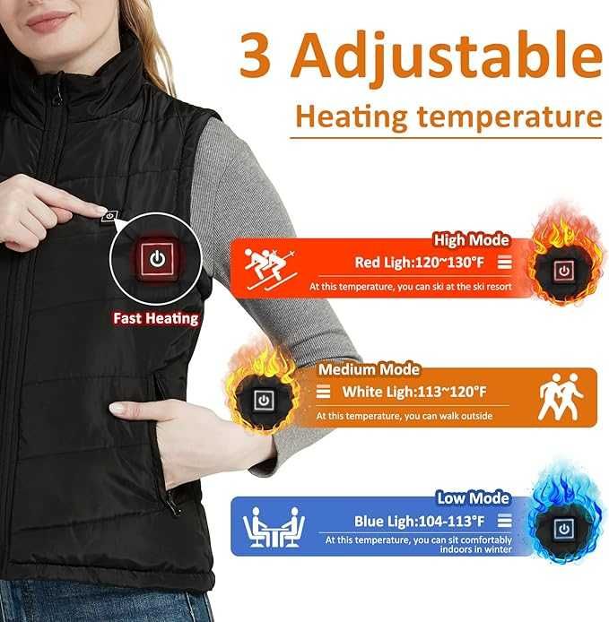 Vesta incalzita dama FERNIDA cu baterie USB 10000mAh - Marime XS