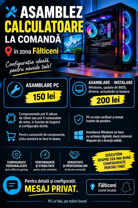 Asamblare PC-Gaming la comandă – Zona Fălticeni