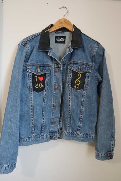 geaca denim pictata manual