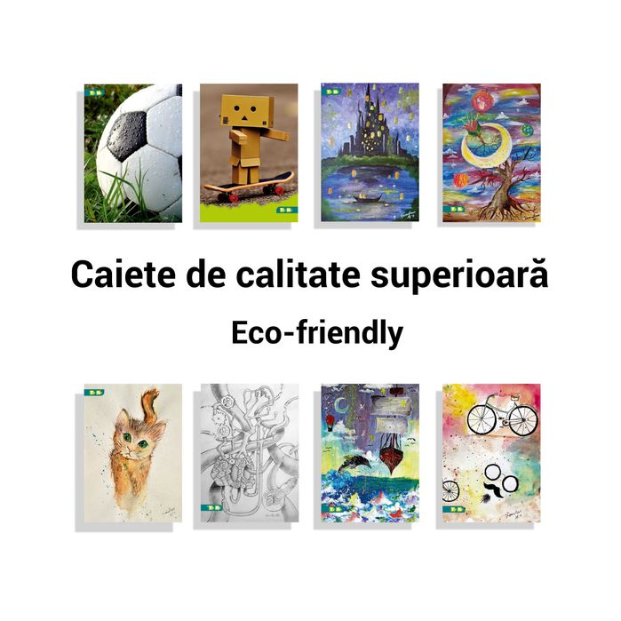 Caiet studențesc premium, eco-friendly, 80 file, cop. broșată și cusut