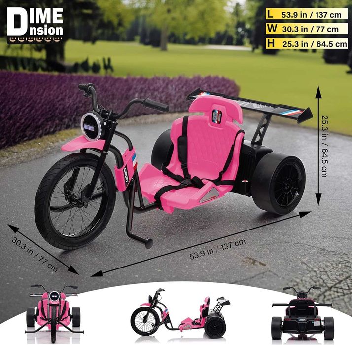 Tricicleta electrica cu functie Drift Kinderauto BJSX2338 2x 250W Pink