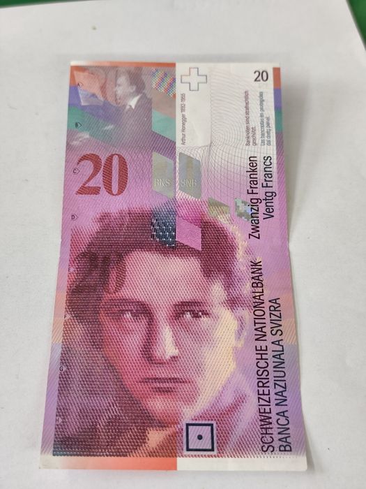 Банкнота 20 швейцарски франка – Артур Онегер 1994 г