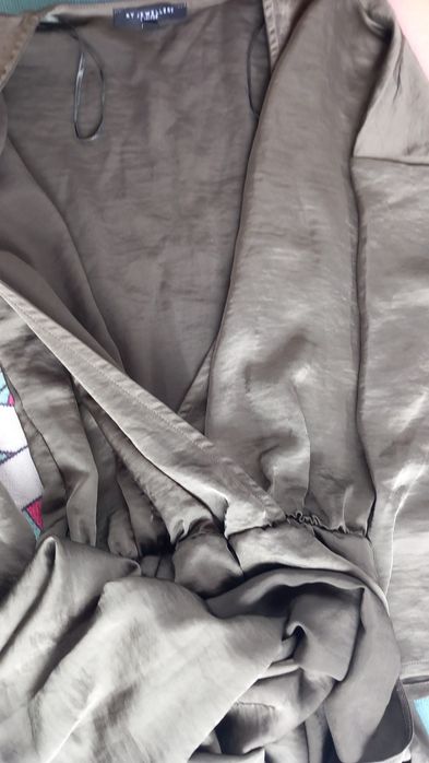 Rochie casual satin kaki