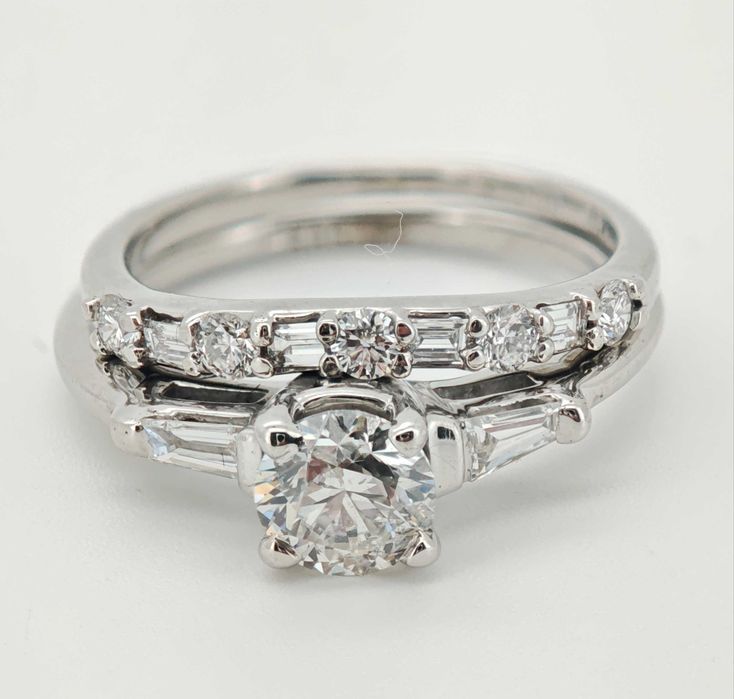 Inel aur 14k cu diamante si verigheta diamante 1.06ct