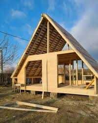 Vand casa modulara tip A frame pe structura de lemn sau metalica 7x7m