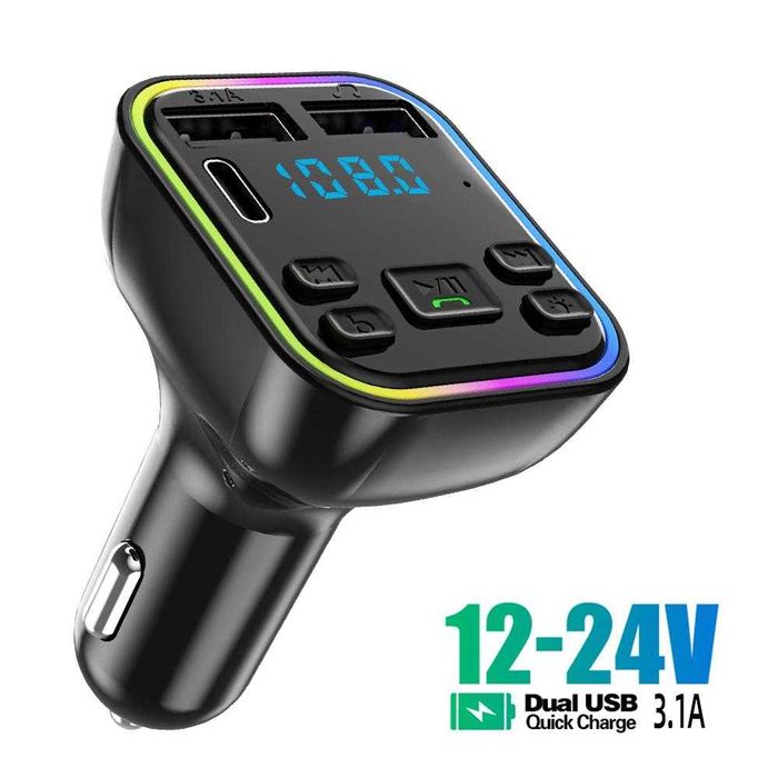 12-24V USB Автомобилен bluetooth 5.0 FM трансмитер безжичен хендсфри