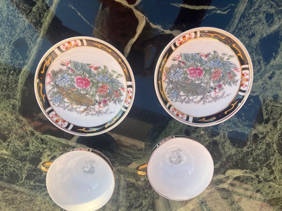 Set 2 cesti portelan ceai cafea cu farfurie