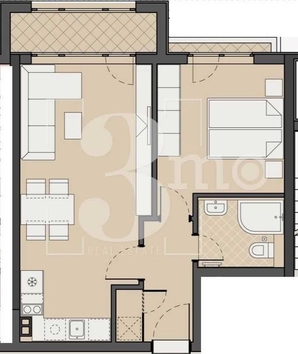 „3mo“ отдава под наем двустаен апартамент, находящ се в ж.к. Дружба 2