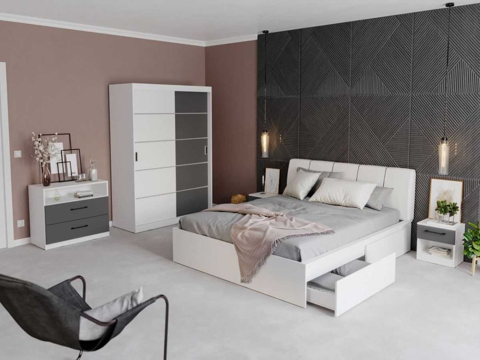 Set Mobila Dormitor Avangard C07 tapitat - Transport Gratuit