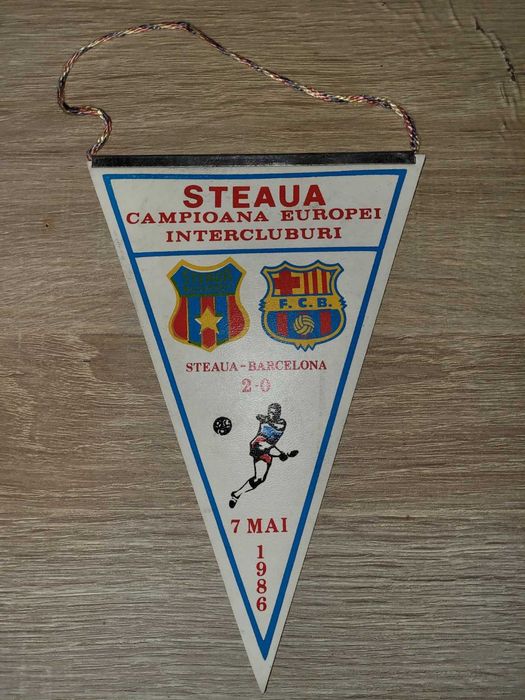 Fanion Steaua Bucuresti vs. Barcelona - finala Sevilla 1986 (legendar)