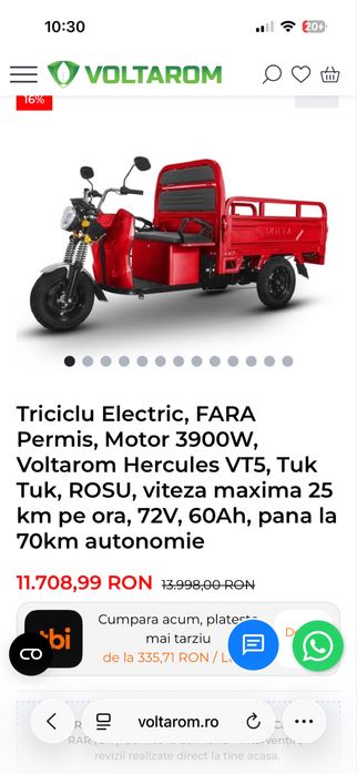 Triciclu TUKTUK electric NOU 0km