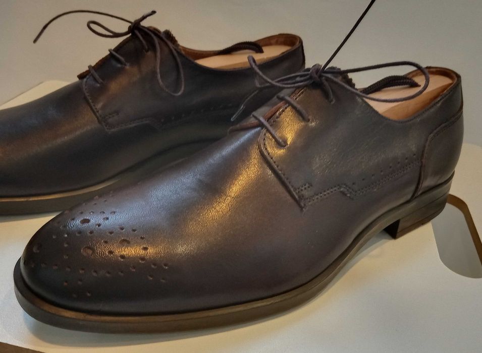 Pantofi derby cap toe de lux Minelli Italy 39 40 piele naturala