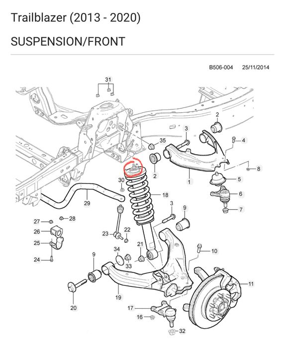 Полиуретановые верхние подушки амортизаторов Chevrolet Trailblazer