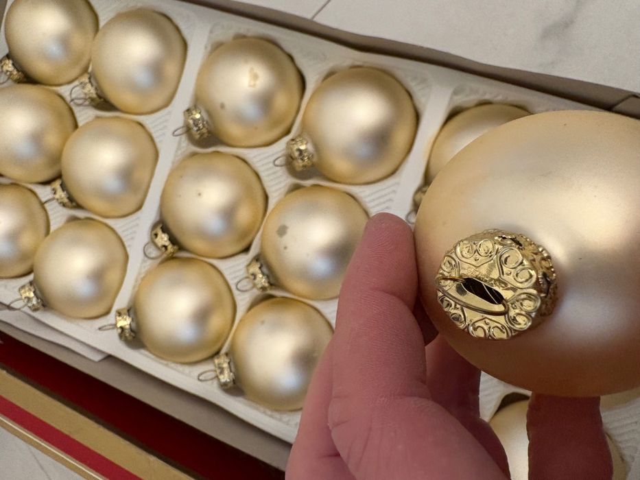 Set globuri vechi pentru brad – sticlă handmade, Germania anii 1960