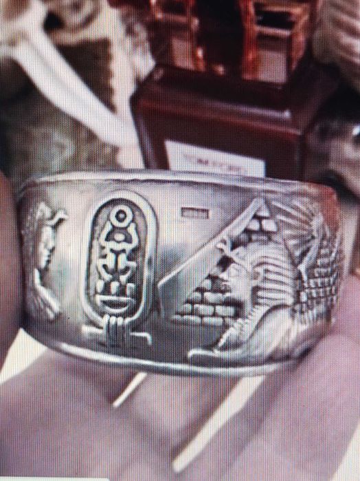 Египет уникална рядка сребърна гривна ръчна изработка