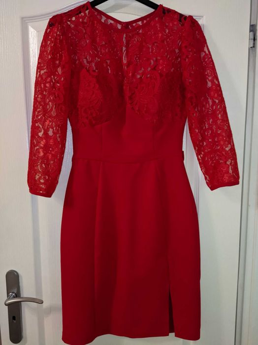 Дамска червена елегантна рокля