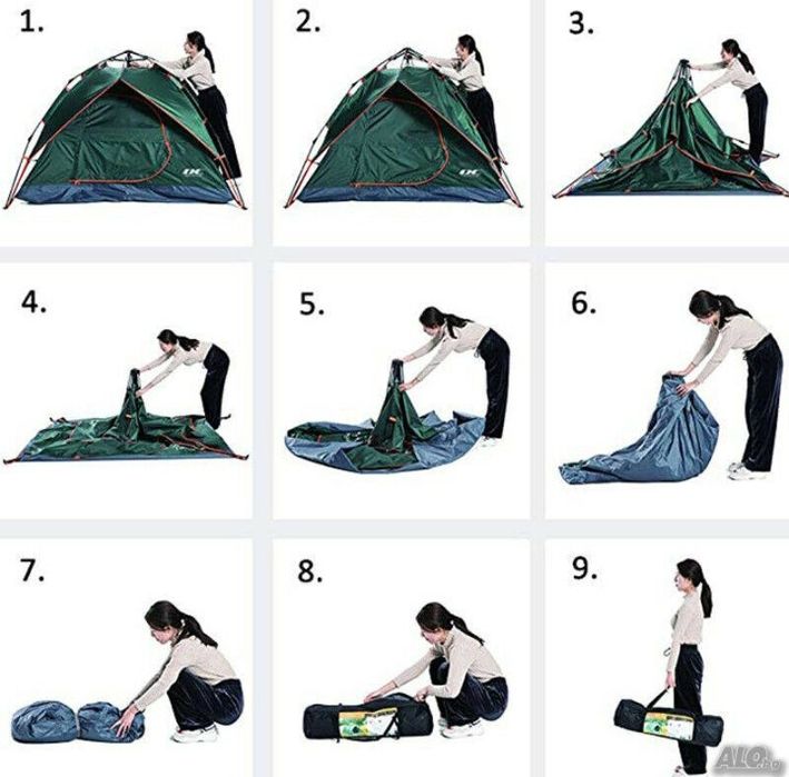 Палатка за 4 човека - саморазгъваща се - Размер: 210х210х130см