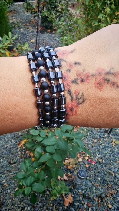 set de 3 bratari pe snur din argint si pietre naturale