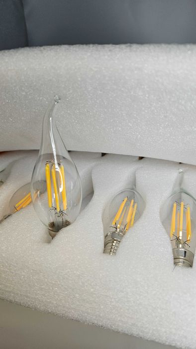 Комплект  10 LED крушки с нажежаема жичка (filament) –форма пламък C35