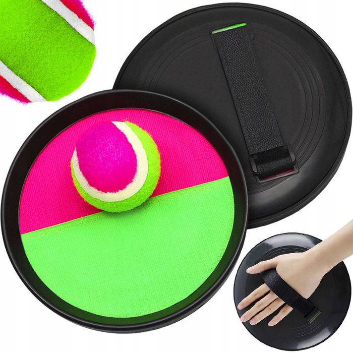 Set Toss & Catch pentru copii si adulti 2 palete rotunde minge cu scai