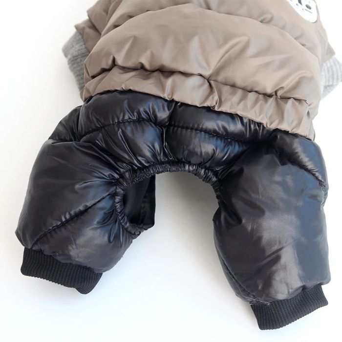 Куче зимно яке худи ватирано качулка кучешка дреха кафяво