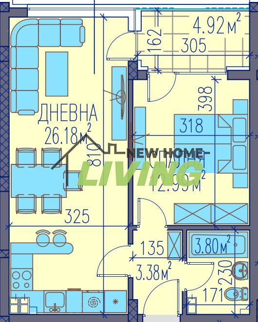 2-стаен в Пловдив-Широк център площ 73 цена 94440