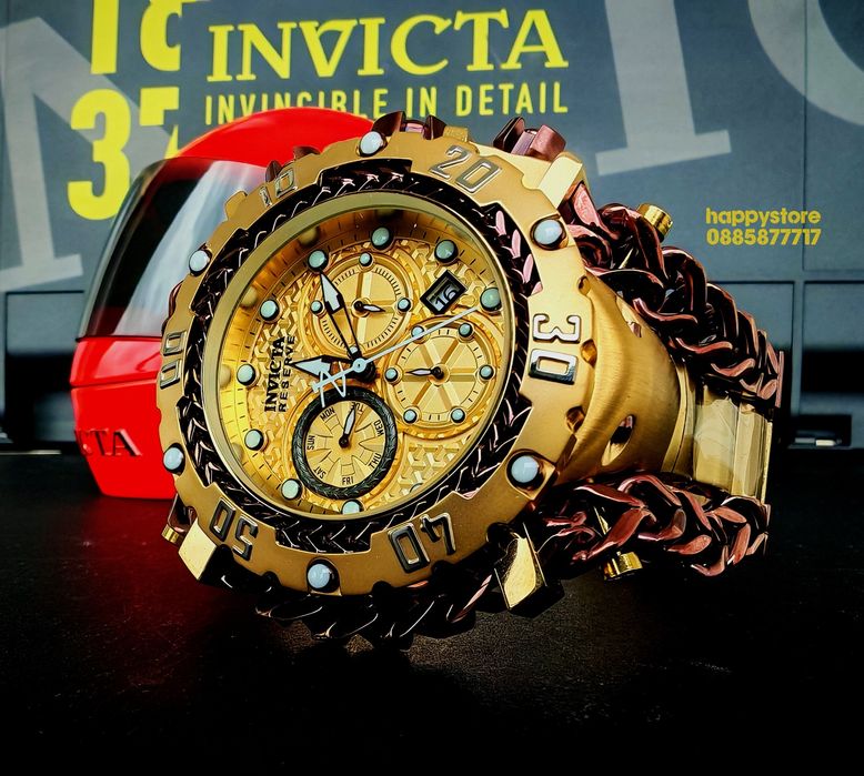 часовник INVICTA Gladiator Brown and Gold 60 mm, Инвикта нов