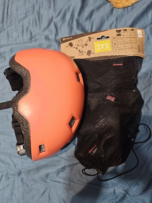 Set 3 perechi protecții Role/Skateboard/Trotinetă Copii Oxelo + Casca Btwin