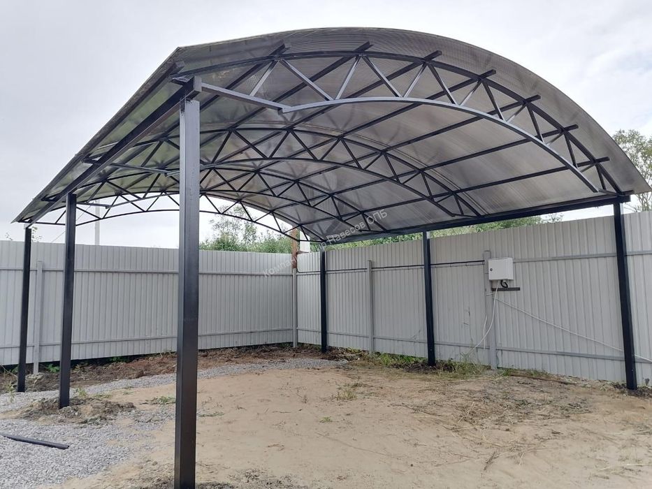 Навесы, стяжка под навес, брусчатка, ворота