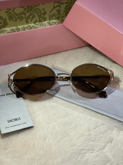 Ochelari de soare Miu Miu | Auriu/ Maro