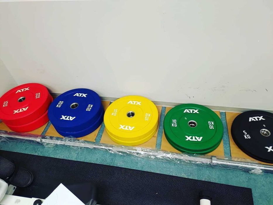 Сет 150 кг Олимпийски Дискове ATX Bumper Plates, Комплект Тежести