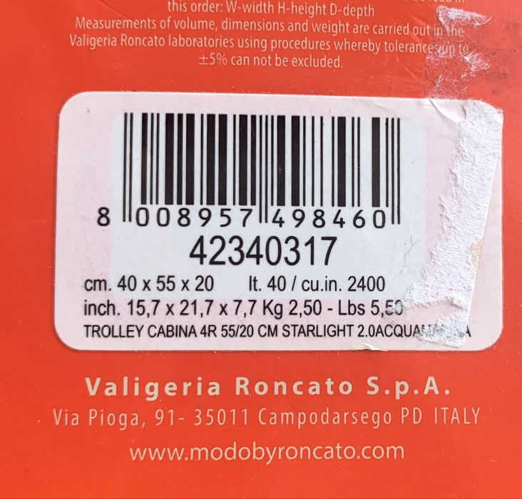 Чемодан MODO by Roncato 3402 Starlight 2.0 Trolley - 55 см