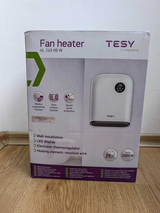 Вентилаторни печки за баня Tesy, 2000 W, IP24 с термостат, чисто нови