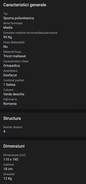 Vând Saltea ortopedica, 110x190x18 cm, spuma poliuretanica,Cluj-Napoca