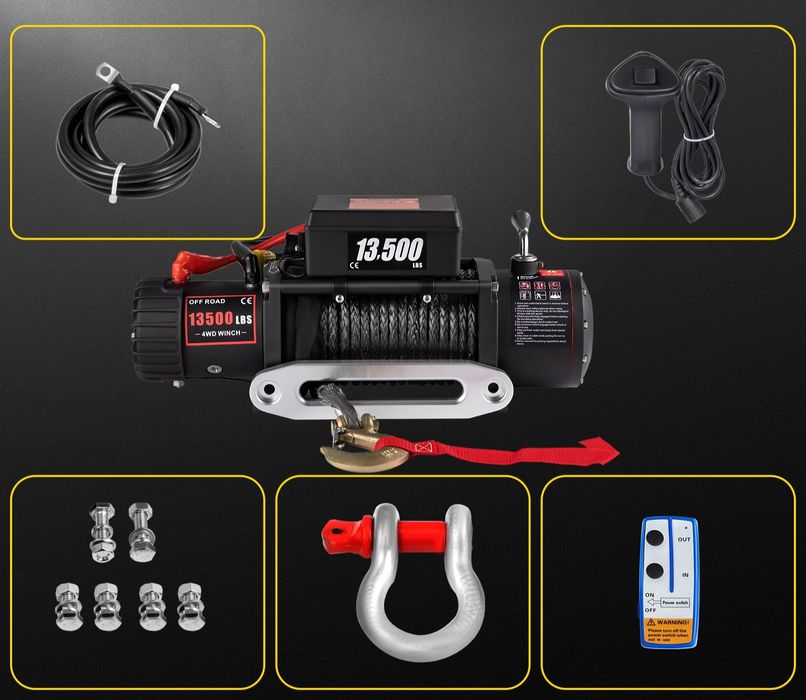 Troliu auto VEVOR 13500 lbs 6.2 tone cablu sintetic, FACTURA,GARANTIE