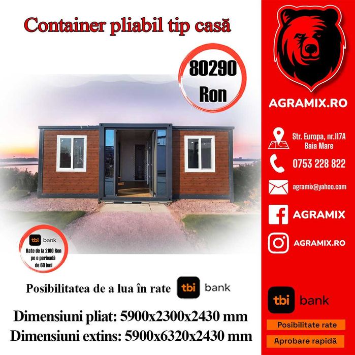 Container pliabil nou tip birou/locuit/depozitare/organizare santier